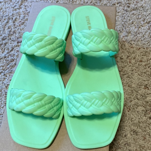 NWT Steve Madden Bohemia sandals slides womens sz 9 Lime Green New Shoes Jelly - Picture 3 of 11